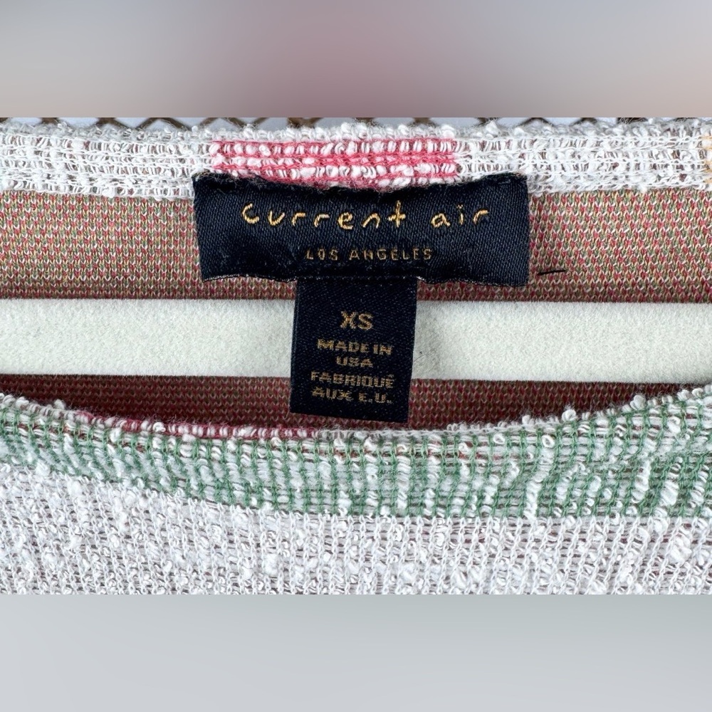 Current Air by Anthropologie Abilene Striped Boxy Balloon Sleeve Boho Top XS - Picture 5 of 6